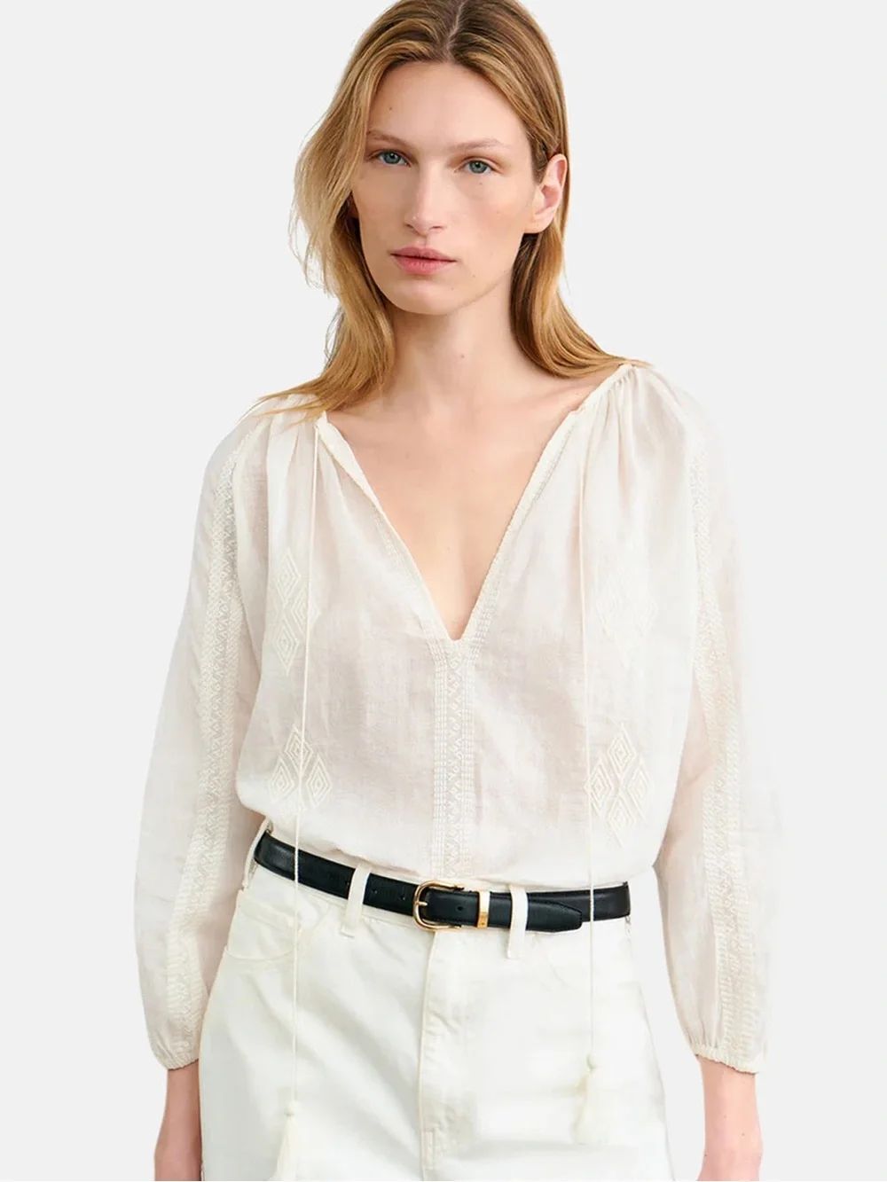 NILI LOTAN CRISTO BLOUSE IVORY